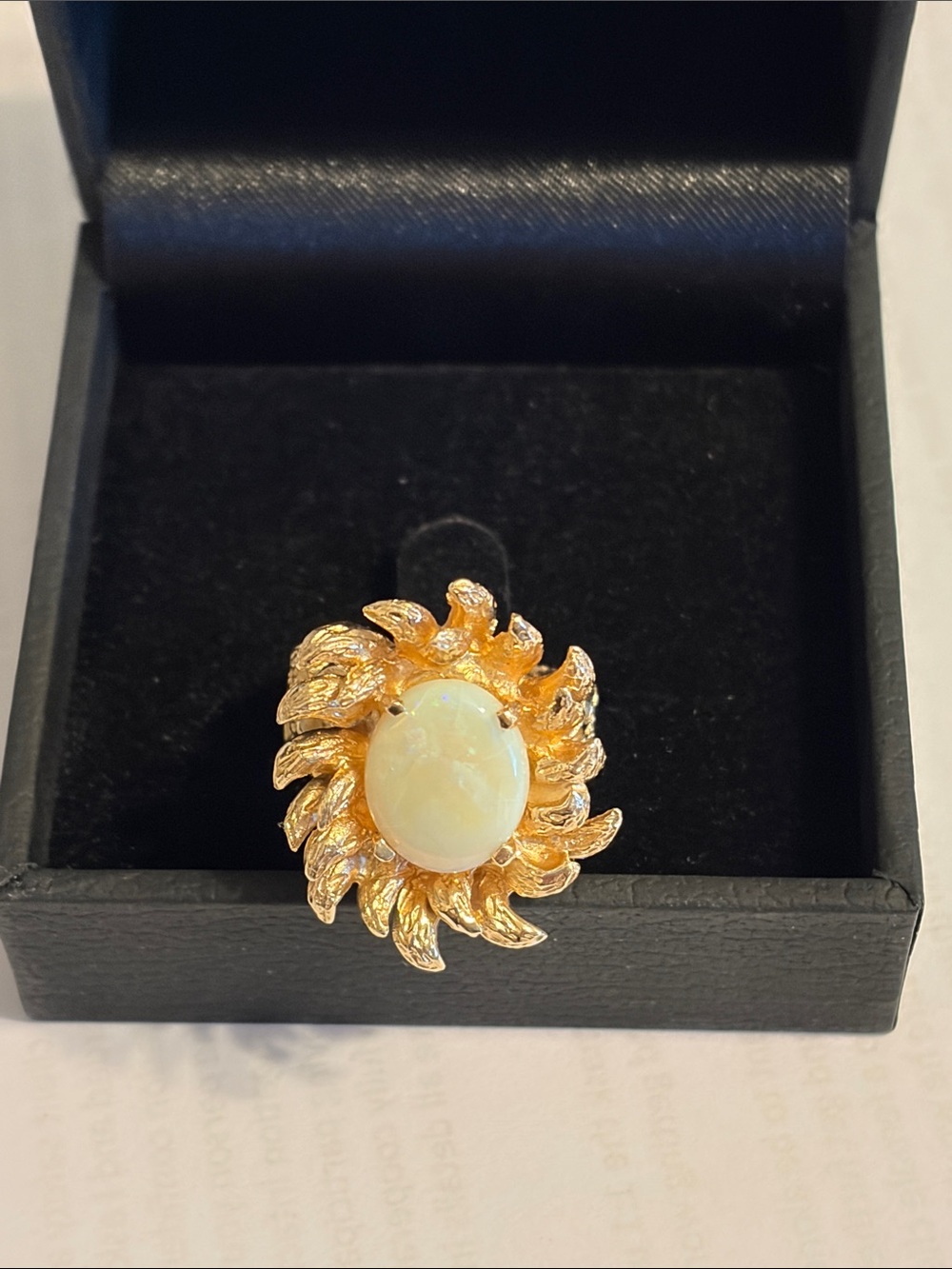 Gold Sunburst Opal Ring - Women Jewelry